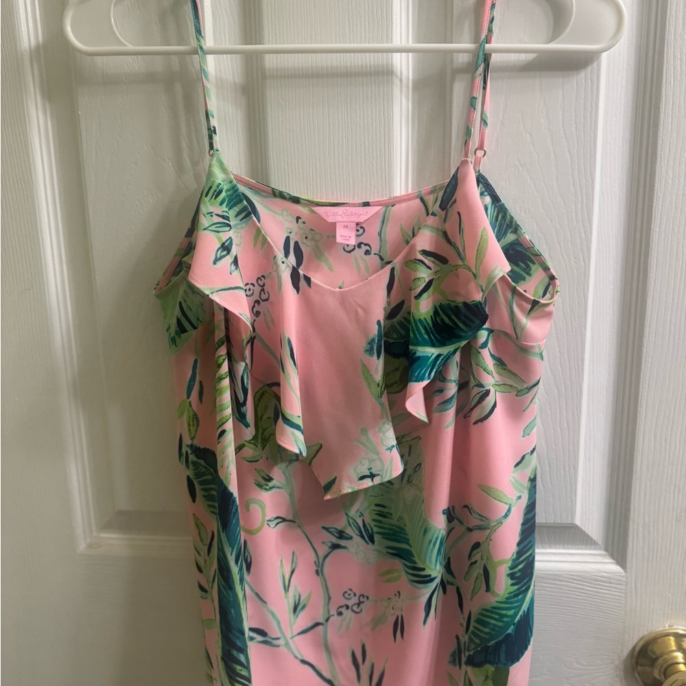 Lily Pulitzer Pink Floral Ruffle top